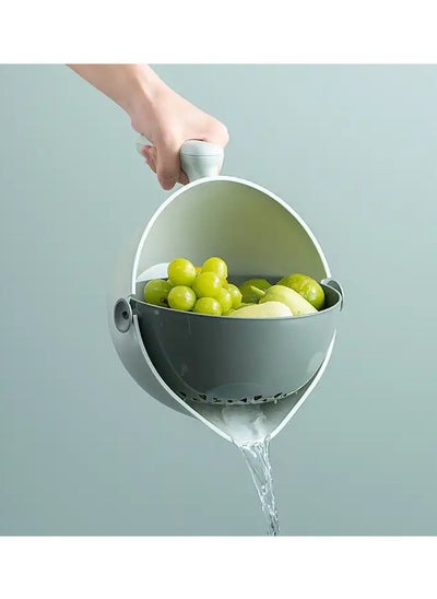 Buy Double layers Vegetable Fruit Washing Bowl for Kitchen Plastic Drain Basket in UAE