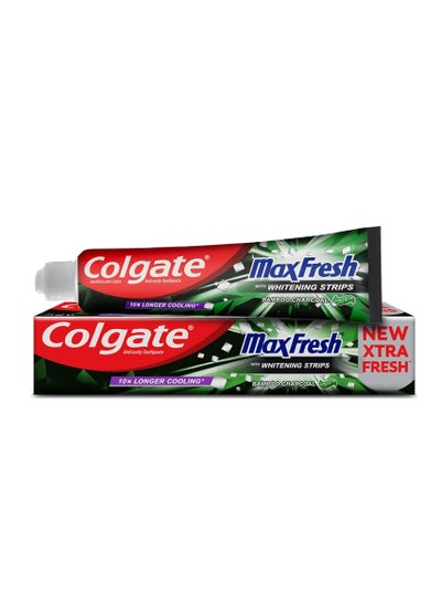 Buy Max Fresh with Whitening Strips and Bamboo Charcoal Toothpaste 100 ml in Saudi Arabia