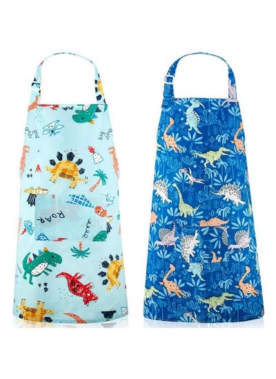 Buy 2 Pcs Kids Dinosaur Aprons With Pocket Children Kitchen Aprons Boy Cartoon Chef Baker Aprons For Cooking Painting () in Saudi Arabia