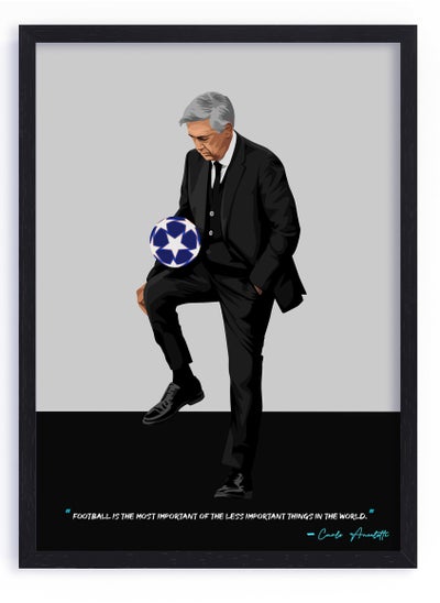 Buy Carlo Ancelotti Real Madrid Framed Poster 50x40cm - Football Memorabilia, Wall Art, Soccer Collectible, Gift for Fans in UAE