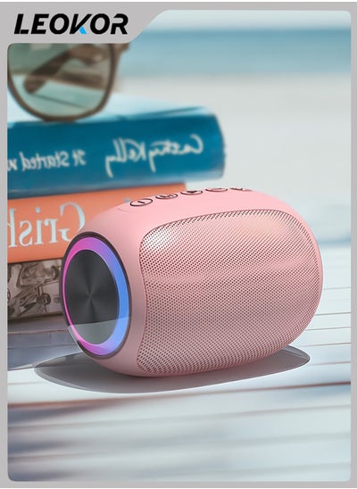 Buy Wireless Bluetooth Speaker-RGB Light-Stereo Sound-Support TF Card, U Disk,Suitable for Kitchen, Desk, Bedroom, Office Party, Outdoor Suitable for IPhone and Android Devices (Pink) in Saudi Arabia