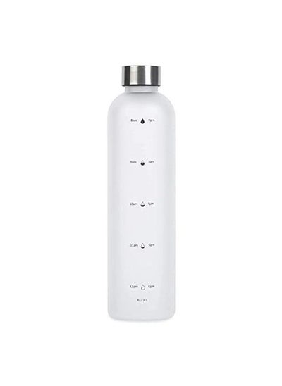 Buy Tycom Drinking Water Bottle With Time Marker - 1L Leak-Proof, BPA Free, Motivational Reusable 32oz Water Bottles With Times To Drink - Ideal For Fitness, Sports, Travel, Gym, & Outdoor (White) in UAE