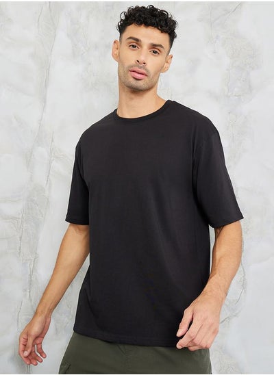 Buy Solid Crew Neck Oversized T-Shirt in Saudi Arabia