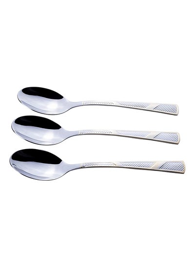 Buy CT-ELS/TS Berger Elsa Stainless Steel Dessert Spoons Set of 3, Small Tea Spoon for Home, Party, Restaurant, Silver& Square Edge with Golden Design in UAE