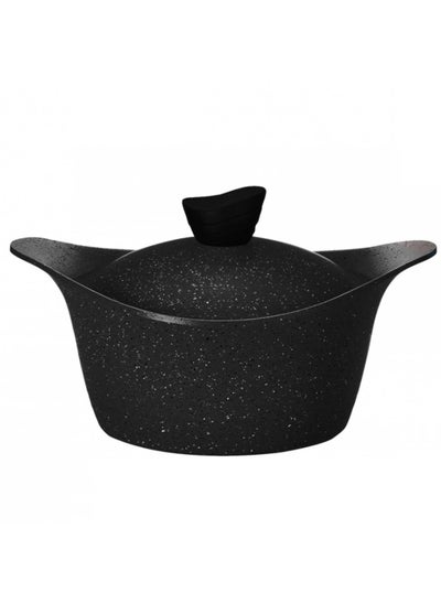 Buy Lahoya Granite Pot With Lid 28 cm Black Color in Saudi Arabia