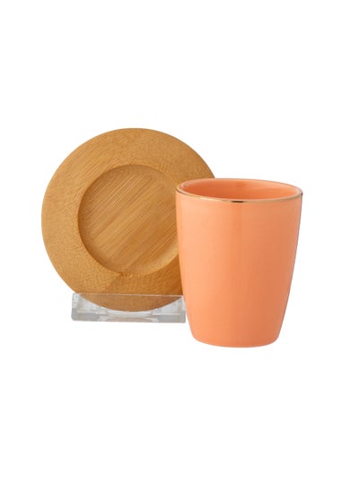 Buy A set of porcelain cups and wooden saucers for tea and espresso in Saudi Arabia