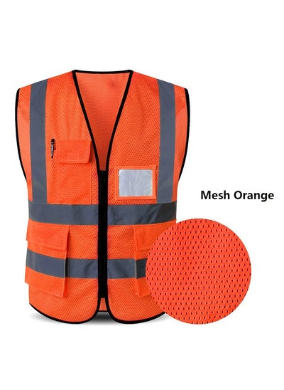 Buy High Visibility Reflective Safety Work Vest Mesh Orange LXLXXL in Saudi Arabia