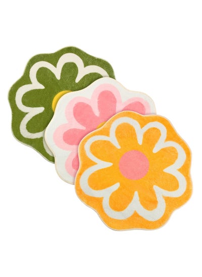 اشتري 3 Pcs Daisy Cute Bath Mat Flower Shaped,Fun Toilet Rug Cute Bathroom Rugs,Non-Slip, Absorbent, Washable for Kids' Bedrooms- 23.6 x 23.6'' - 3 Colors في السعودية