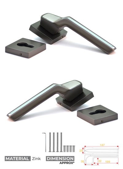 اشتري Mortise Zink Door Handle (Black Satin+Chrome W2009) في السعودية