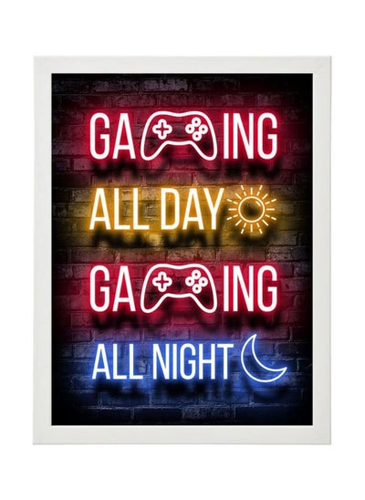 Buy Gaming All Day Gaming All Night Neon Wall Art Poster Frame in Egypt