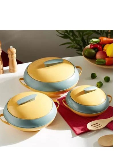 Buy Food container casserole, modern design to add a touch of sophistication to your kitchen (yellow/blue), one piece in Saudi Arabia