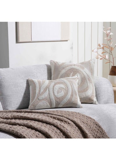 Buy Melvina Embroidered Filled Cushion 35X50cm - Natural in UAE