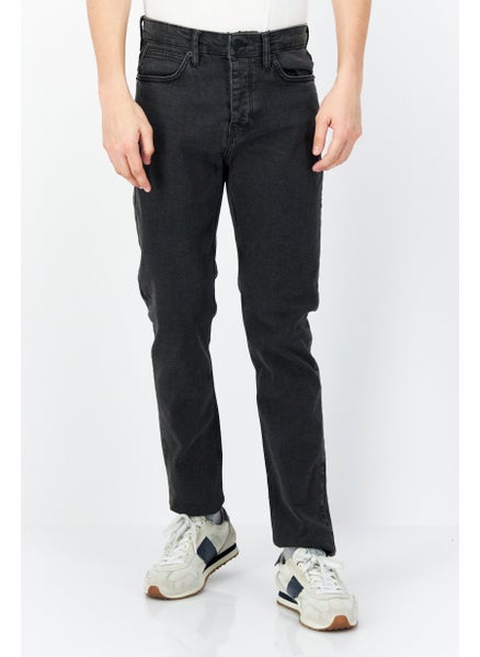 اشتري Men Slim Fit Washed Stretchable Denim Jeans, Black في الامارات