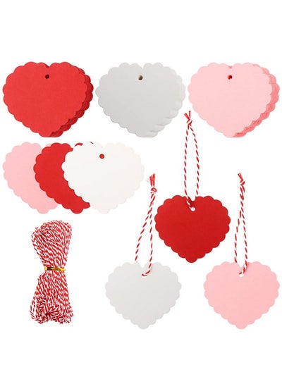 اشتري Valentine Heart Gift Tags120 Pcs Kraft Paper Hanging Tags With String For Valentine'S Daywedding And Mother'S Day Gift Wrapping(Redpinkwhite) في الامارات