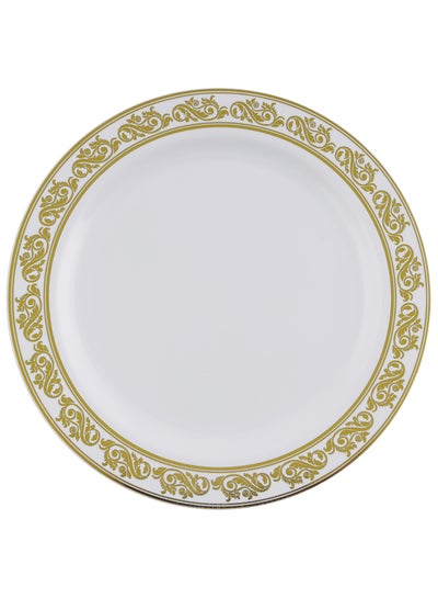Buy 7.5" Plastic Luxury Party Plate- PWLP1405|  Luxury Party Plates, Premium-Quality, BPA-Free, Foodgrade and Hygienic| Perfect for Large Gathering, Parties, Events, Etc| White with Golden Pr in UAE