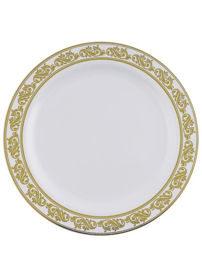 اشتري 7.5" Plastic Luxury Party Plate- PWLP1405|  Luxury Party Plates, Premium-Quality, BPA-Free, Foodgrade and Hygienic| Perfect for Large Gathering, Parties, Events, Etc| White with Golden Pr في الامارات