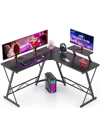 Buy L Shaped Gaming Desk Computer Desk Table Home Office Writing Workstation with Large Monitor Stand Space-Saving and Easy to Assemble in UAE