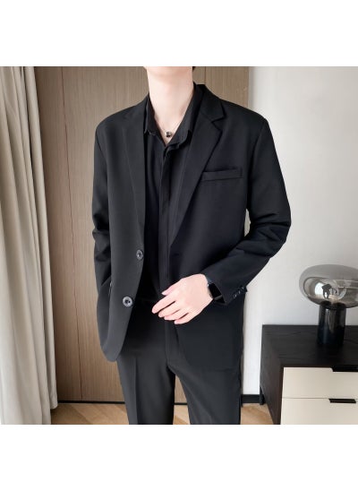 Buy 2024 Casual Suit Jacket Mens Korean Style Mature Black Blazer Black in UAE