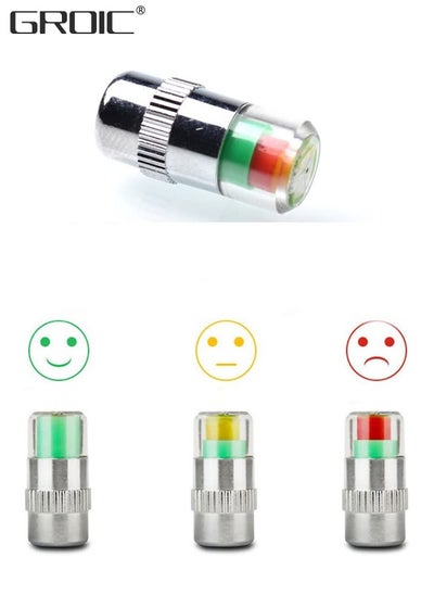 Buy 4Pcs 2.4 Bar 36 PSI Car Tire Pressure Monitor Valve Stem Caps Sensor Indicator Tire Monitor Cap 3 Color Eye Alert TPMS Tire Pressure Monitor System in Saudi Arabia