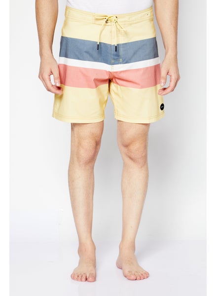 اشتري Men Color Block Drawstring Board Shorts, Yellow Combo في الامارات