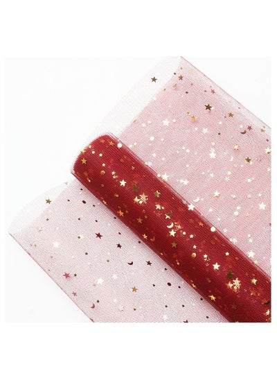 اشتري 1 Roll Gift and Bouquet Wrapping Paper Star Moon Yarn Mesh 50x450cm في الامارات