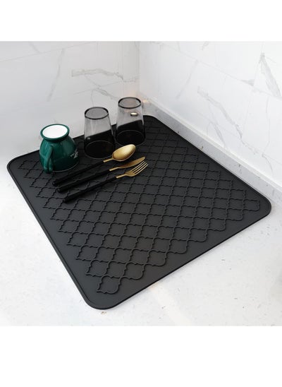 Buy Silicone Dish Drying Mat, Non-Slip Dish Pad, Heat-resistant Dish Mat for Kitchen Counter, Sink, Refrigerator or Drawer Liner, Black in Saudi Arabia