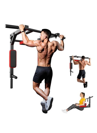 Buy Multifunctional Wall Mounted Pull Up Bar Chin Up bar Dip Station for Indoor Home Gym Workout Power Tower Set Training Equipment Fitness Dip Stand Supports to 440 Lbs in Saudi Arabia