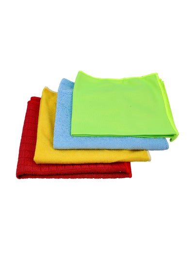 Buy 4-Piece Microfiber Cleaning Cloth Set Multicolor  40x40 cm in UAE