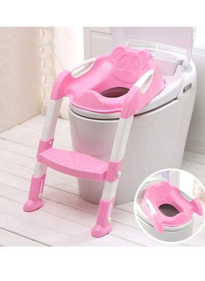 Buy Adjustable Design Ladder Potty Training Chair Pink/ white in Saudi Arabia