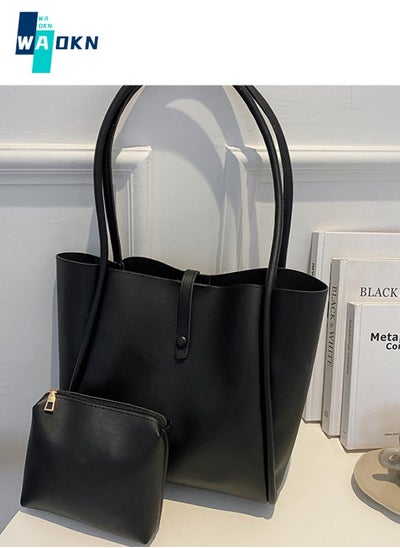 Buy Korean Version of Solid Color Mother Bag New Women's Bag Simple Portable Tote Bag Large Capacity Fashion Shoulder Bag in Saudi Arabia