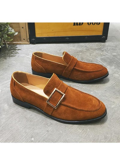 Buy Summer Doug Shoes Men's British-style Fleece Casual Leather Shoes Trendy Shoes Loafers Slip-in Breathable All-match Lazy Shoes in Saudi Arabia