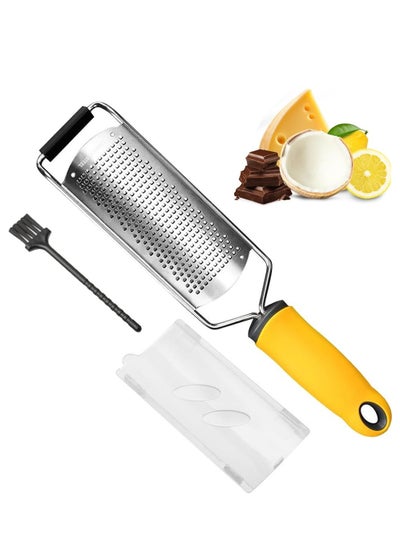 Buy Cheese Grater Handheld,Kitchen Lemon Zester Grater for Cheese,Lemon, Ginger,Garlic,Vegetables,Fruits(with Protective Cover + Cleaning Brush) in Saudi Arabia