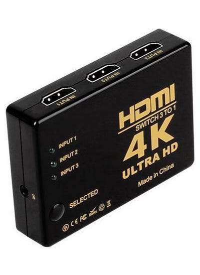 اشتري سويتش فاصل HDMI 3×1 صغير أسود، مزود بعدد 3 منافذ إدخال و 1 إخراج لتلفزيون عالي الوضوح و للفيديو بدقة 1080p. أسود في مصر