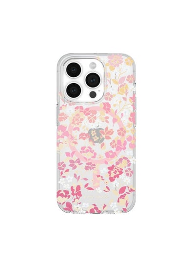 Buy Floral Case Compatible with iPhone 15 Pro 2023 6.1" - 10Ft Drop Protection Cover, Made from Recycled Materials, Magsafe Wireless Charging Compatible - Flowerbed Pink Ombre in UAE