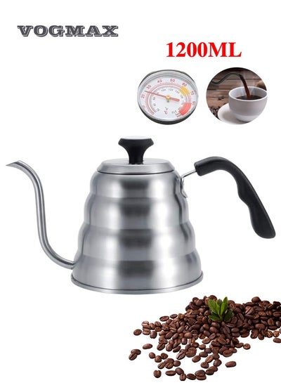 Buy Stainless steel coffee pot 1.2 liter drip V60 pouring kettle gooseneck Thin nozzle French press pot suitable for stovetop coffee pot Stovetop coffee pot for brewing coffee and tea in Saudi Arabia