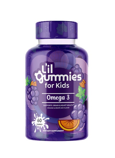 Buy Omega-3 Gummies For Kids, 60 Vegan Gummies, Orange And Grape Mix Flavor, Supports Heart Health And Brain Function in UAE