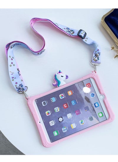 اشتري Unicorn Ipad pro cover for iPad Mini 5/4, iPad 7th Generation 2019/iPad 8th Generation 2020, with Carrying Strap Adjustable Stand Shockproof Shockproof For iPad 10.2" 2020/2019, Pink في الامارات