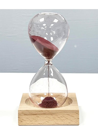 اشتري Hourglass, Magnetic Hour Glass Sand Timer with Wooden Base Home Decor Desktop Accessories (Red) في الامارات