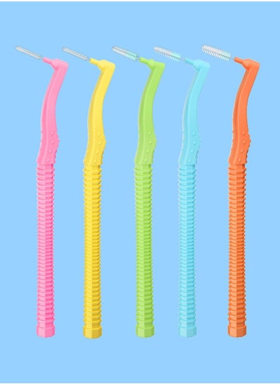 Buy 5PCS Interdental Brush, Braces Toothbrush for Teeth Cleaning, L-Shaped Interdental Brushing Cleaning Adult Orthodontic Care (Pink+yellow+green+blue+orange) in Saudi Arabia