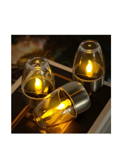 اشتري Solar Candles Outdoor Waterproof, Flameless Tea Lights, Garden Lantern Mini, Solar Rechargeable Battery Window Lights (White) في السعودية