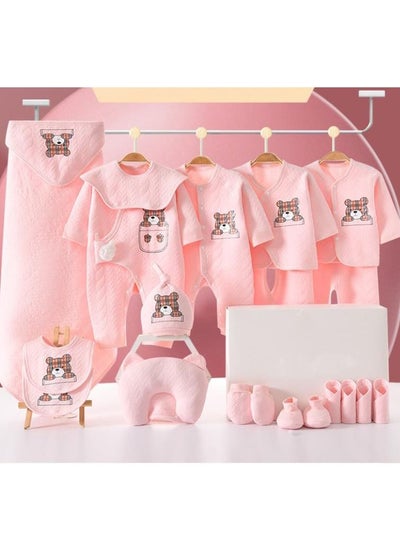 اشتري 17 Pieces Baby Gift Box Set, Newborn Pink Clothing And Supplies, Complete Set Of Newborn Clothing Thermal insulation في الامارات