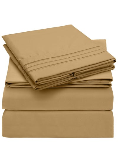 Buy King Size Sheet Set - 4 Piece Iconic Collection Bedding Sheets And Pillowcases - Luxury  Extra Soft  Cooling Bed Sheets - Deep Pocket Up To 16 Inch - Wrinkle  Fade  Stain Resistant  King  Gold in UAE