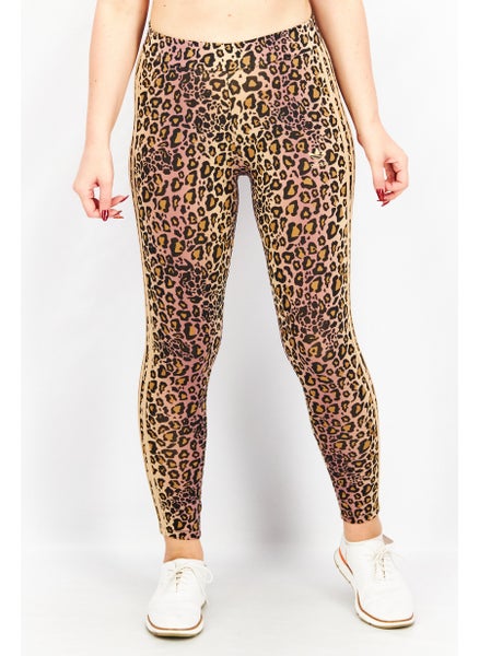 Buy Women Sportswear Fit Leopard Luxe Leggings, Black/Tan Combo in UAE