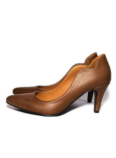 Buy 7cm Brown Heel Shoes With Double Compressed Foam Insoles For All-day Comfort. in Egypt