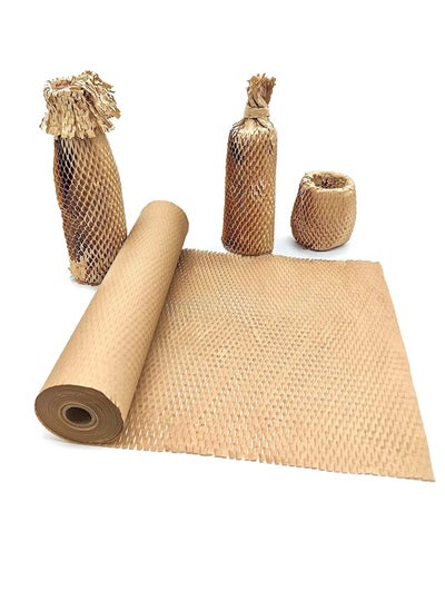 Buy Honeycomb Packaging Paper Wrap Roll 15" x 131", Cushion Wrap Roll Eco Friendly Moving Packaging,Protective Kraft Shipping Wrapping Suppliers Boxes Filler Brown for Shipping/ Moving Fragile in Saudi Arabia