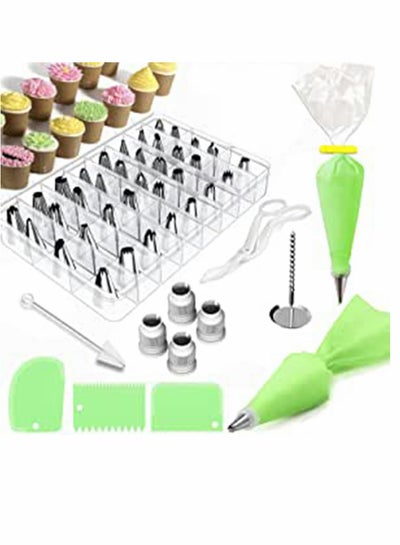 Buy 62PCS Cake Decorating Tools Kit, DIY Icing Piping Cream Reusable Pastry Silicone Pastry Bag with 62 Nozzle Mold and 10 disposable piping bags for Cake Decorating in UAE