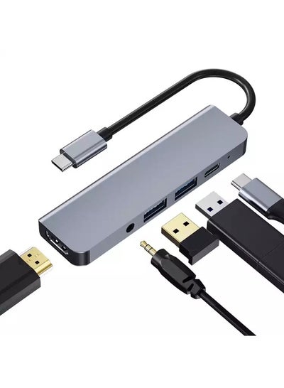 اشتري موزع USB C 5 في 1 مع 4K HDMI 60W PD، 2 منافذ USB 3.0، مقبس صوت 3.5 ملم - يعمل على أجهزة Mac وIpad والكمبيوتر المحمول وIphone وAndroid في مصر