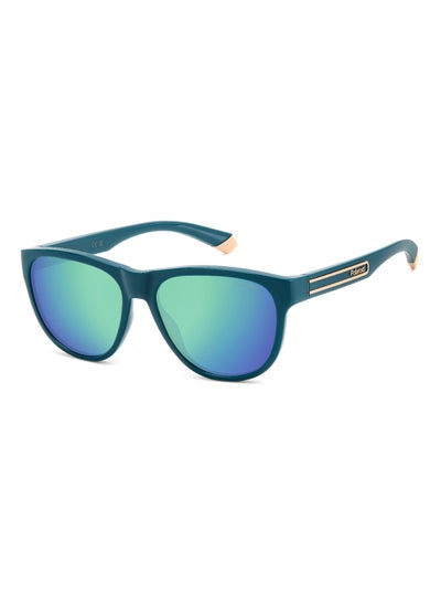 Buy Unisex Polarized Rectangular Shape  Sunglasses PLD 2156/S GREY 46 - Lens Size: 45.6 Mm - Teal in UAE