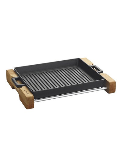 Buy Grill Pan With Wooden Service Stand, 26X32 cm in Egypt