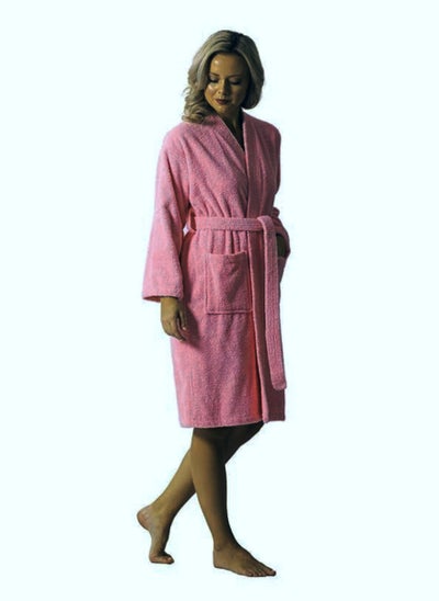 Buy Pink Colour Terry Weave  Bathrobe XXXL Sizes 100% Cotton in UAE